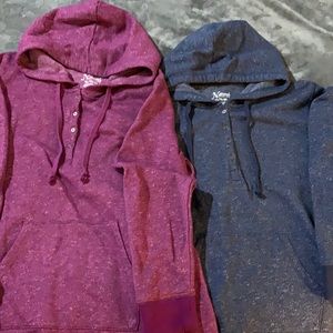 2 Natural reflections size XL thin, soft, sweatshirt-like tops.